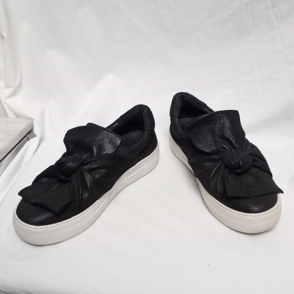 J SLIDES Black Suede w/Bow on Top Sneakers - Picture 3 of 8